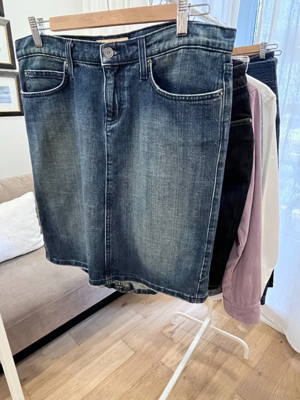 JUICY COUTURE Low Rise Denim Pencil Skirt/Knee Length,Authentic Y2K,SZ L, US8-10 - Picture 7 of 11